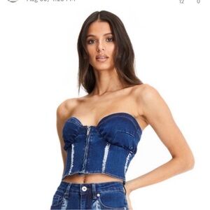 I.AM.GIA denim corset strapless top NWT